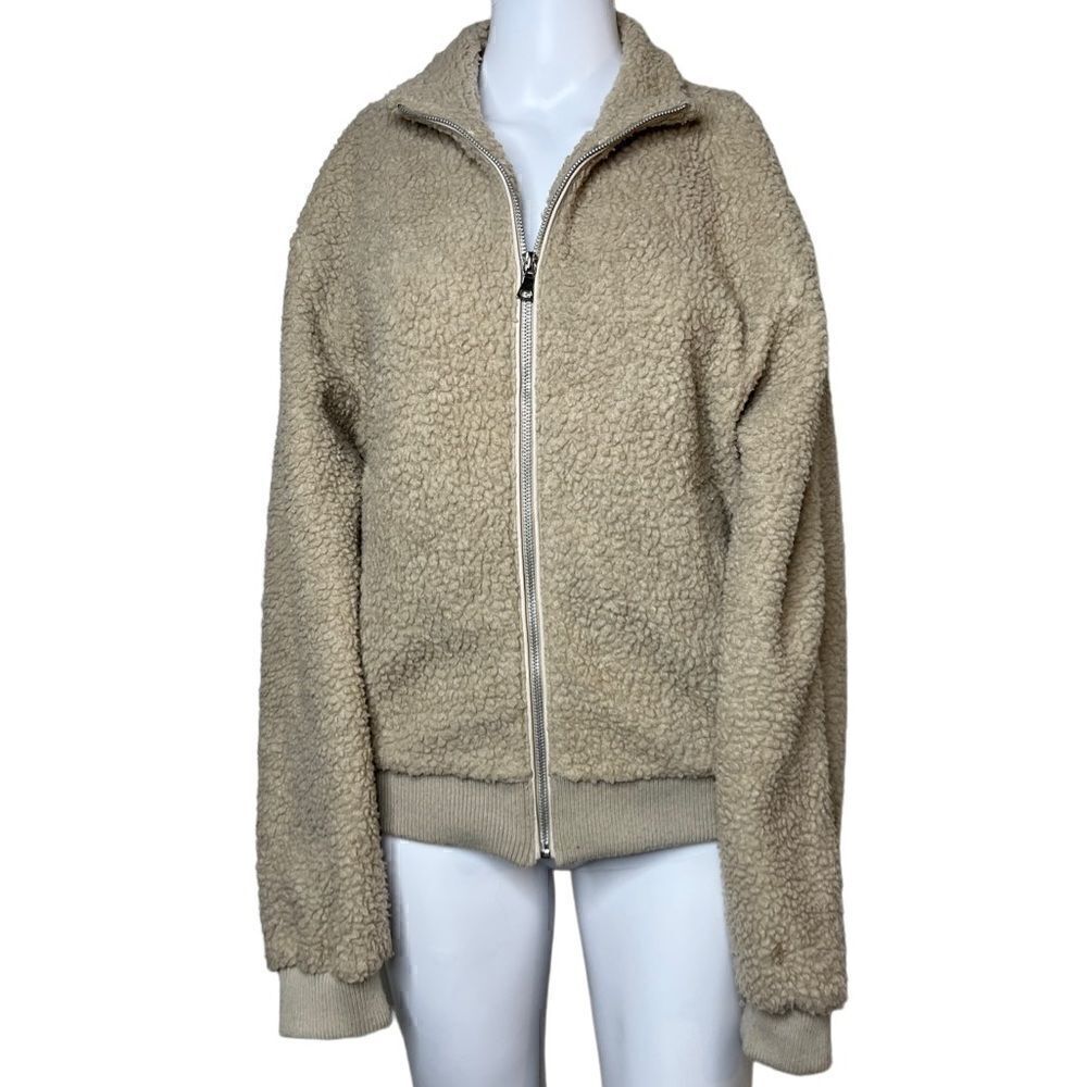 Ambiance Outerwear Sherpa Zip Up Jacket Tan Size Medium